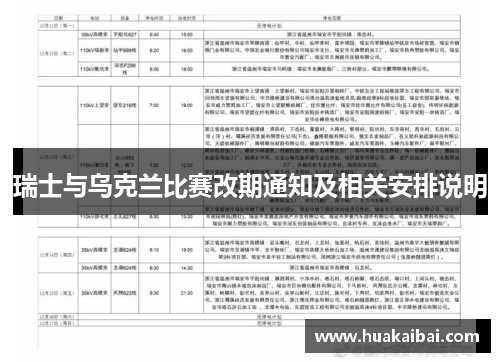 瑞士与乌克兰比赛改期通知及相关安排说明